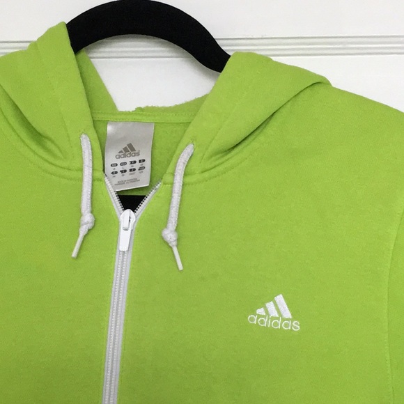 🔥Adidas Women’s lime green zip hoodie size L. - Picture 2 of 5